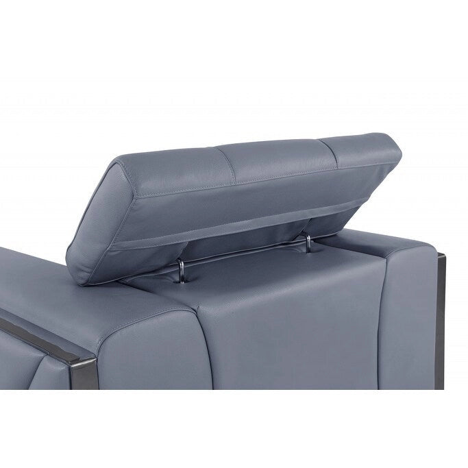 HomeRoots 75 Light Blue And Black Italian Leather Loveseat