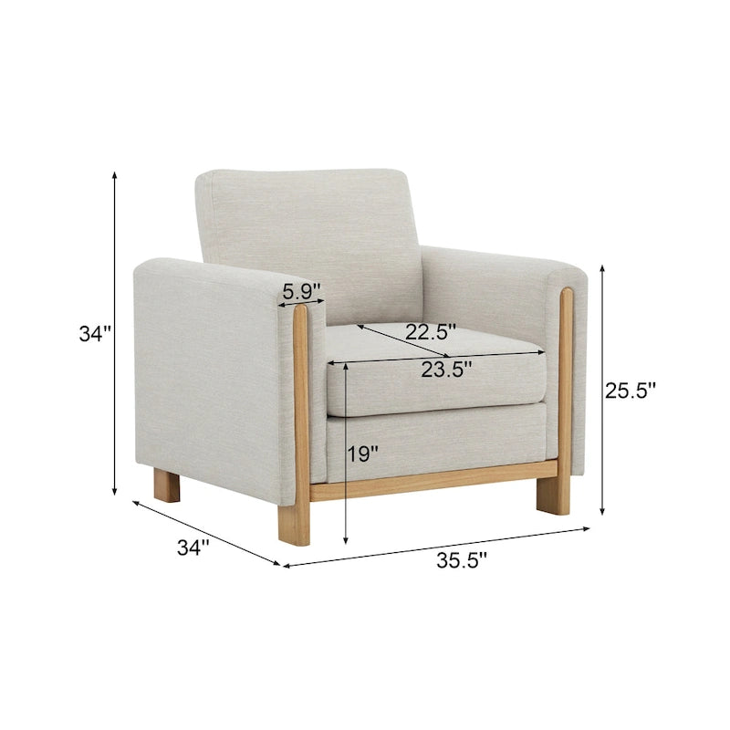 Christopher Knight Home - Harmonia Upholstered Armchair with Solid Wood Frame and Plush Cushioning