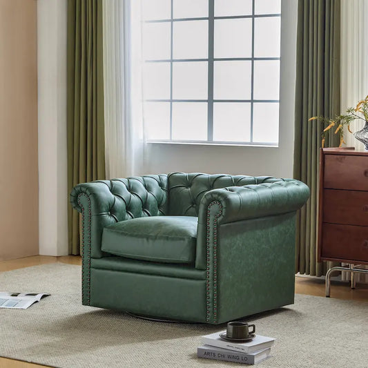 Christopher Knight Home - Chesterfield Swivel Club Chair with Deep Button Tufting and 360-Degree Rotation