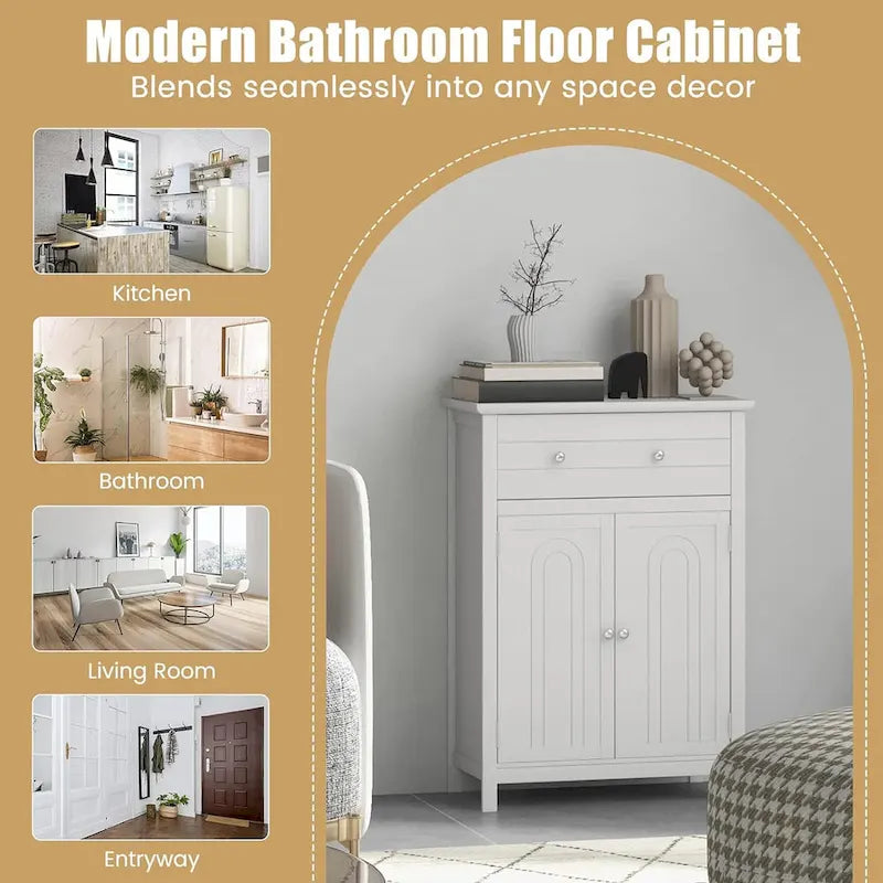 Gymax Bathroom Storage Cabinet Free Standing Large Drawer W/Adjustable