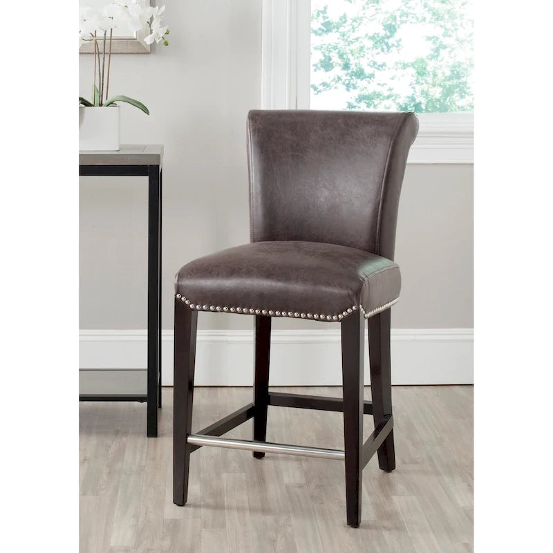 SAFAVIEH Jenelle Black Faux Leather 23-inch Counter Stool - 18.7 W x 23 D x 36.4 H - 19Wx23Dx36H