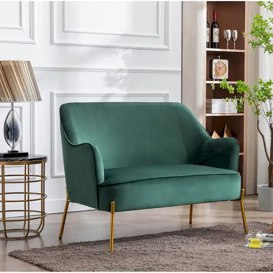 Porthos Home Kyler Loveseat Couch Sofa, Velvet Upholstery, Gold Chrome Legs