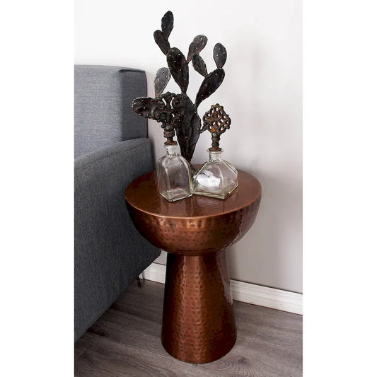 Metal Handmade Accent Table with Hammered Design - Bronze or Copper - Roche River Decor
