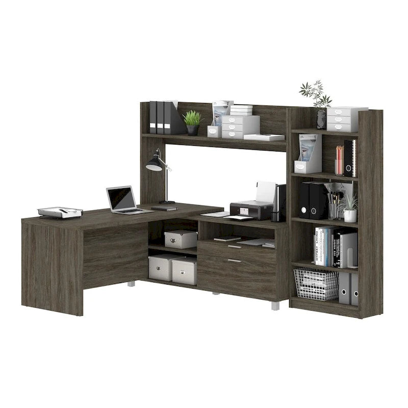 Pro-Linea L-Desk with Bookcase