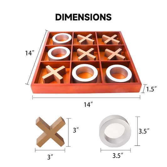 GSE 14 Giant Wooden Tic Tac Toe Game Set for Kids and Adults. Great for Office, Living Guest Room, Coffee Table Dcor Game