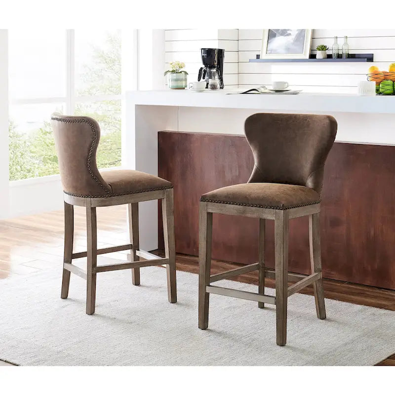 Dorsey Brown and Grey Nubuck Counter Stool