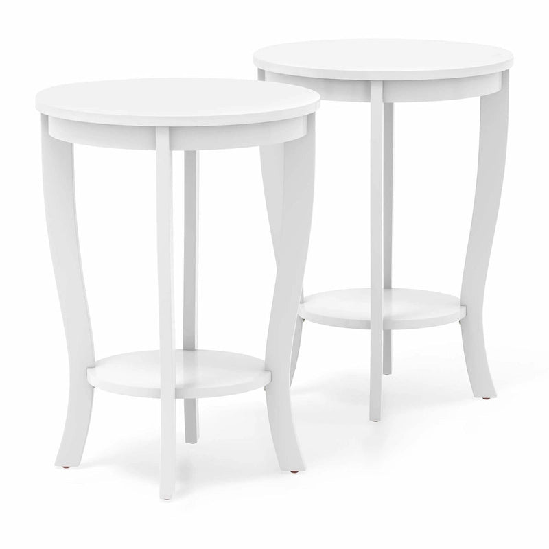 Costway 2 PCS 2-Tier End Table 18 Round Compact Sofa Side Nightstand - See Details