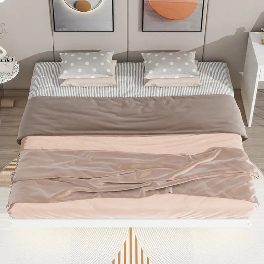 King Size Floating Bed with LED Lights