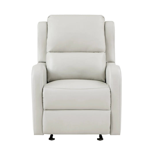 Kim 39 Inch Glider Manual Recliner Chair, Off White Faux Leather