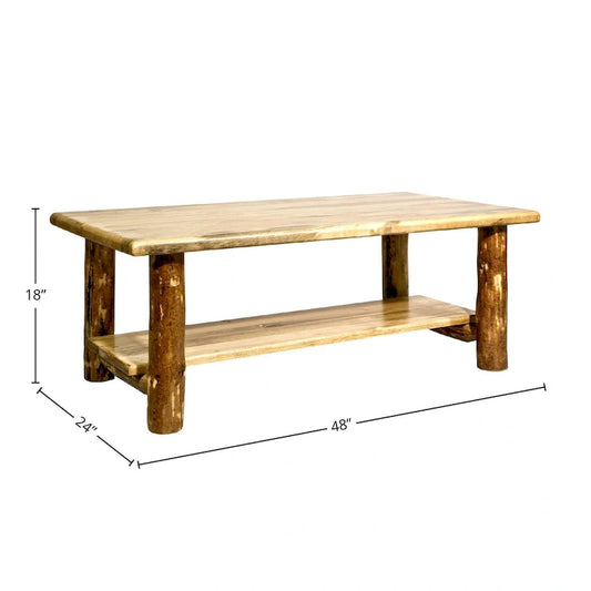 Montana Woodworks Glacier Country Collection Coffee Table with Shelf, Stained & Lacquered Finish