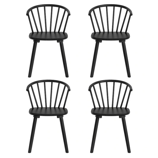 Modern Kitchen Wooden Spindle Back Armless Set of 4 Dining Chairs