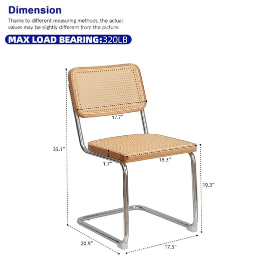 Dining Chairs,Velvet Rattan Side Accent Chairs with Chrome Legs,2 PCS