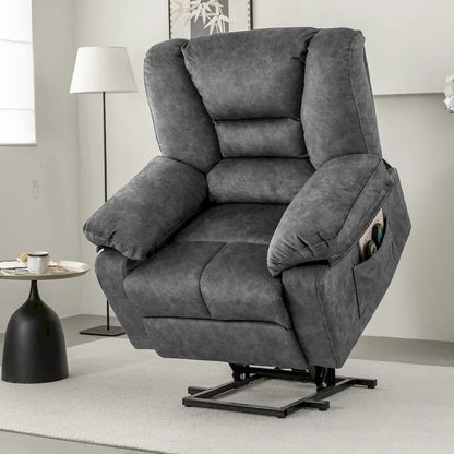 Oversized Velvet Power Lift Recliner with Massage, Heating, Pockets