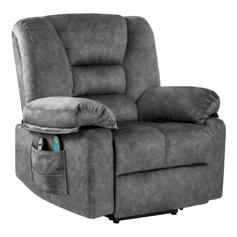 Oversized Velvet Power Lift Recliner with Massage, Heating, Pockets