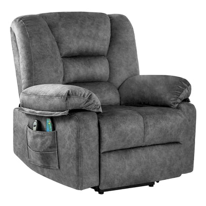 Oversized Velvet Power Lift Recliner with Massage, Heating, Pockets