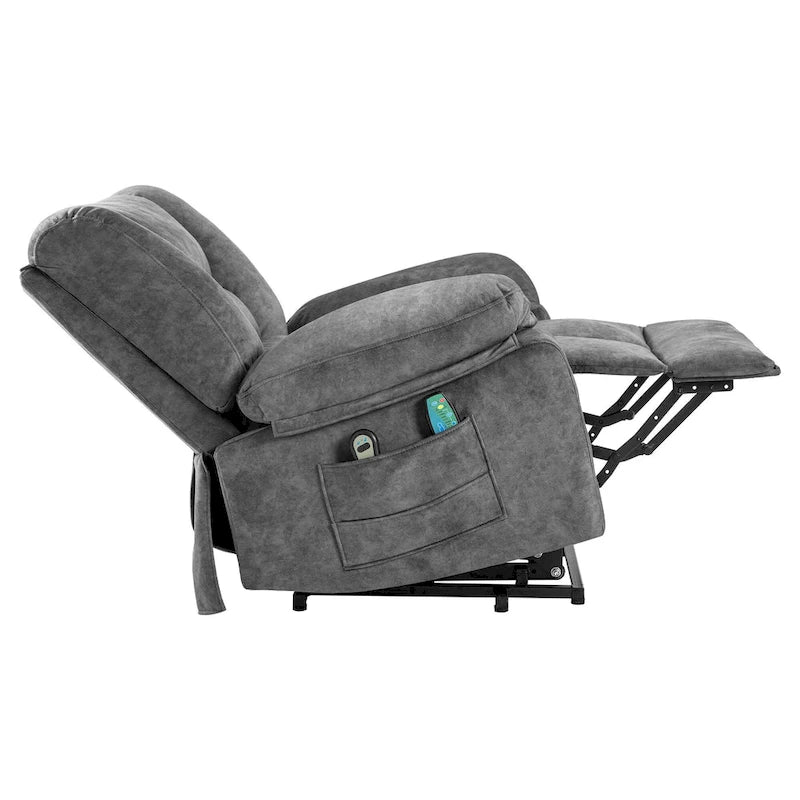 Oversized Velvet Power Lift Recliner with Massage, Heating, Pockets