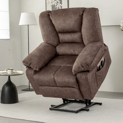 Oversized Velvet Power Lift Recliner with Massage, Heating, Pockets