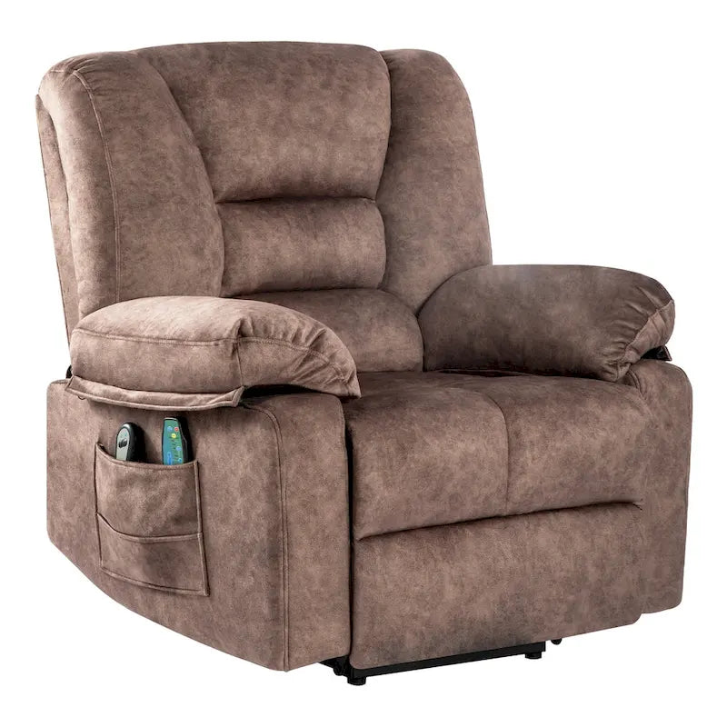 Oversized Velvet Power Lift Recliner with Massage, Heating, Pockets