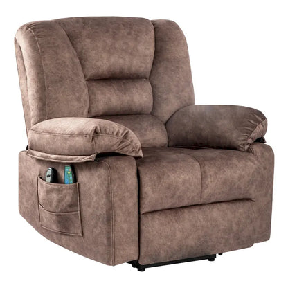 Oversized Velvet Power Lift Recliner with Massage, Heating, Pockets