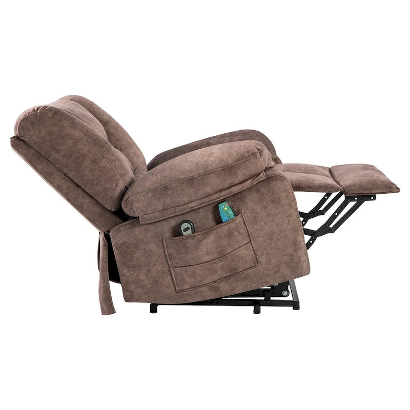 Oversized Velvet Power Lift Recliner with Massage, Heating, Pockets