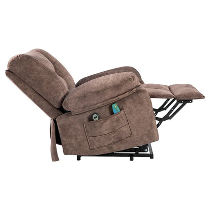 Oversized Velvet Power Lift Recliner with Massage, Heating, Pockets