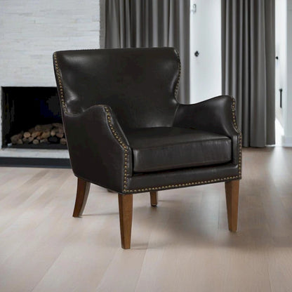 Daniela Deep Brown High Leg Slope Arm Chair, Wingback Chair