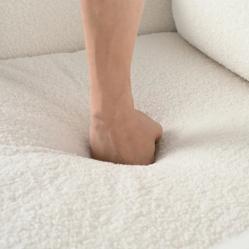 White 33.5 Upholstered Accent Chair with Walnut Legs and Curved Handrail