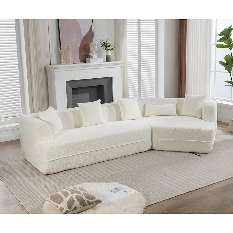 Boucle Modular Sleeper Sectional Sofa with Free Combination