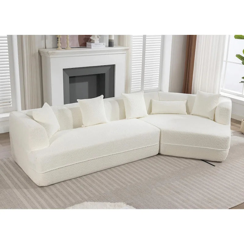 Boucle Modular Sleeper Sectional Sofa with Free Combination