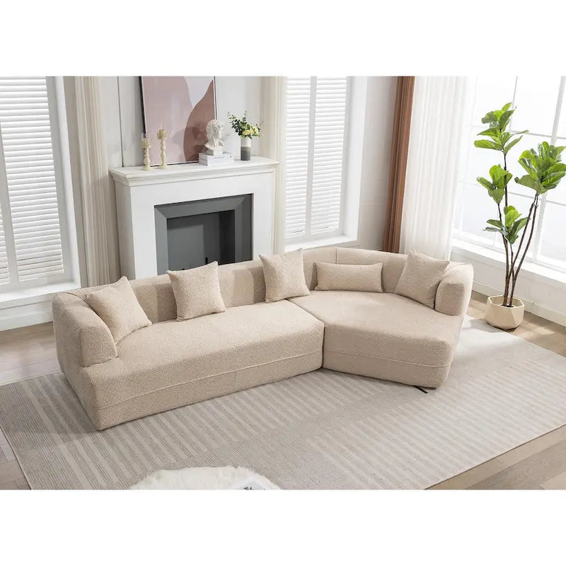 Boucle Modular Sleeper Sectional Sofa with Free Combination