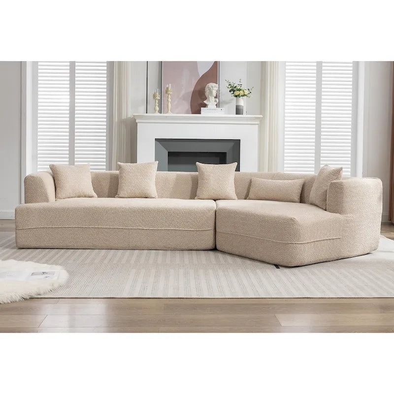 Boucle Modular Sleeper Sectional Sofa with Free Combination
