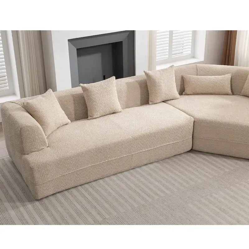 Boucle Modular Sleeper Sectional Sofa with Free Combination