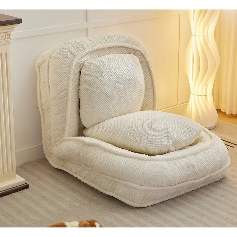 White 47.8 Adjustable Chaise Longue Chair with High Back