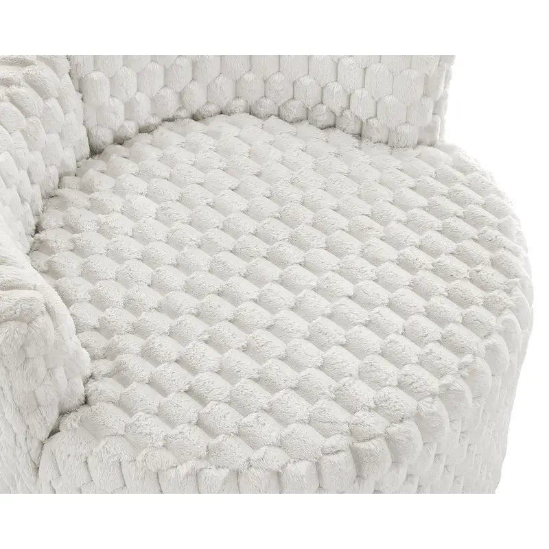 Off White 35 3D Upholstered Barrel Chair with Wheels