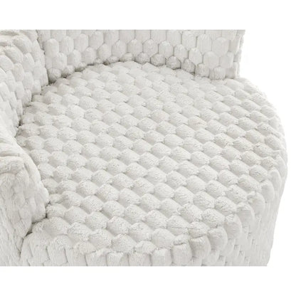 Off White 35 3D Upholstered Barrel Chair with Wheels