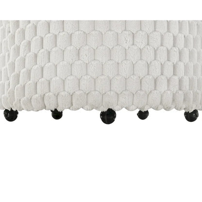 Off White 35 3D Upholstered Barrel Chair with Wheels