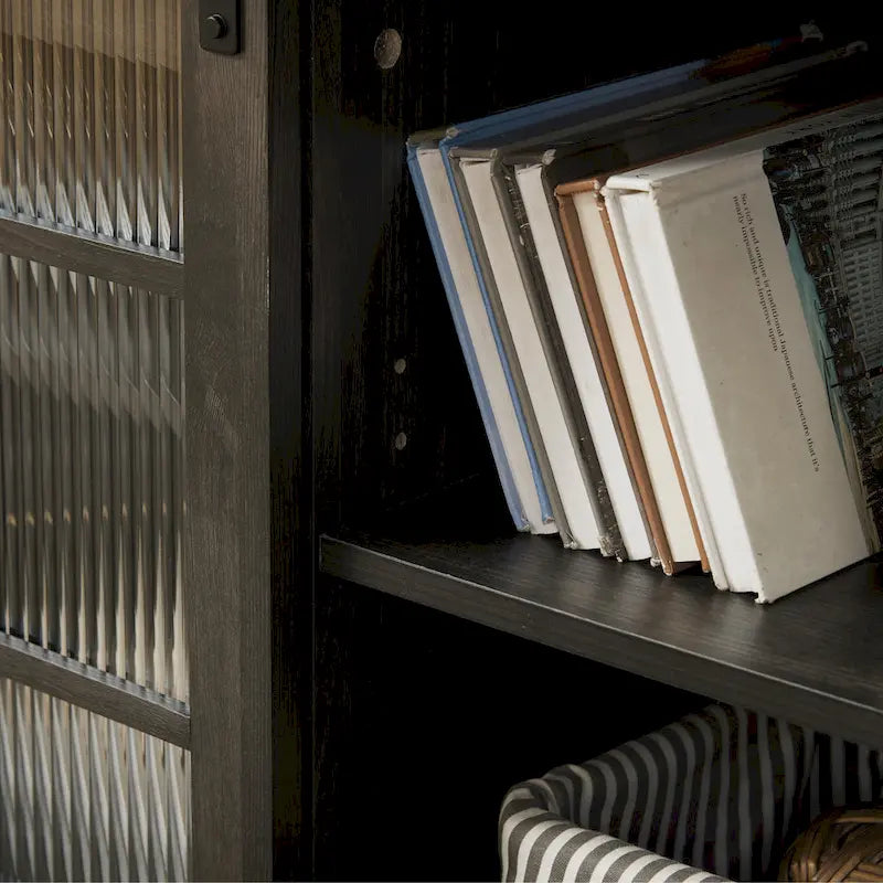 Multipurpose Sliding Door TV Stand Large Storage Cabinet with 2 Sliding Fluted Glass Tempered Doors, TV Up to 65