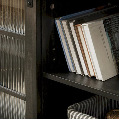 Multipurpose Sliding Door TV Stand Large Storage Cabinet with 2 Sliding Fluted Glass Tempered Doors, TV Up to 65