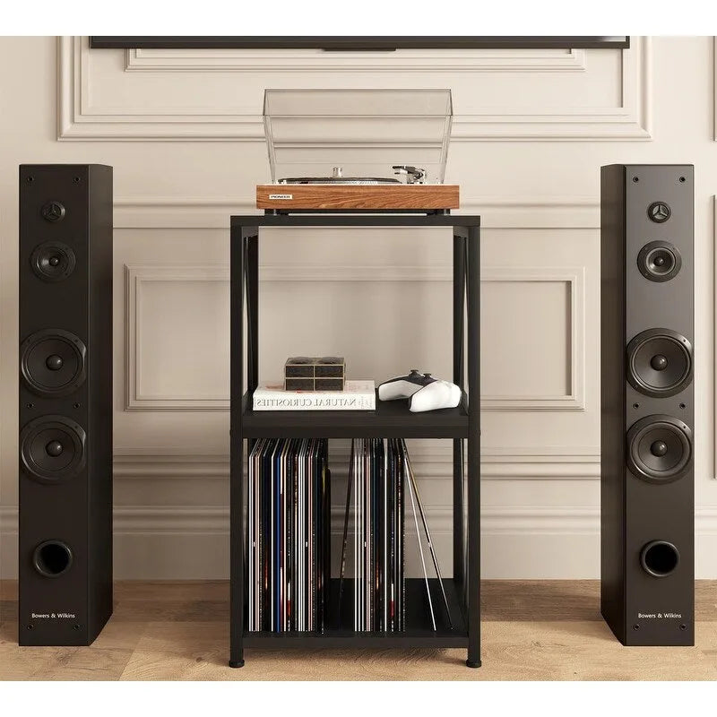 3-Tier Record Player Stand with Vinyl Record Storage - 11.85D x 15.94W x 30.91H