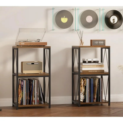 3-Tier Record Player Stand with Vinyl Record Storage - 11.85D x 15.94W x 30.91H