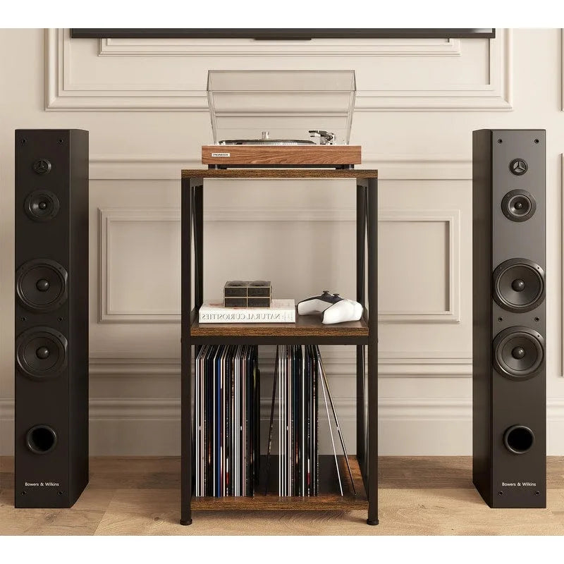 3-Tier Record Player Stand with Vinyl Record Storage - 11.85D x 15.94W x 30.91H
