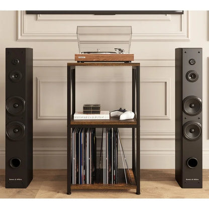 3-Tier Record Player Stand with Vinyl Record Storage - 11.85D x 15.94W x 30.91H