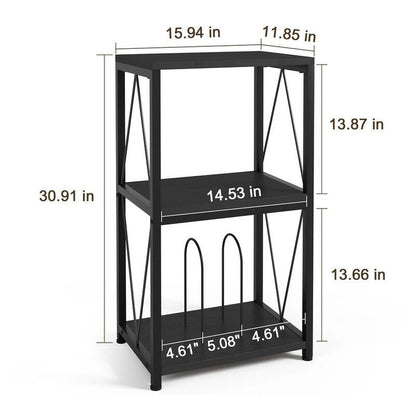 3-Tier Record Player Stand with Vinyl Record Storage - 11.85D x 15.94W x 30.91H