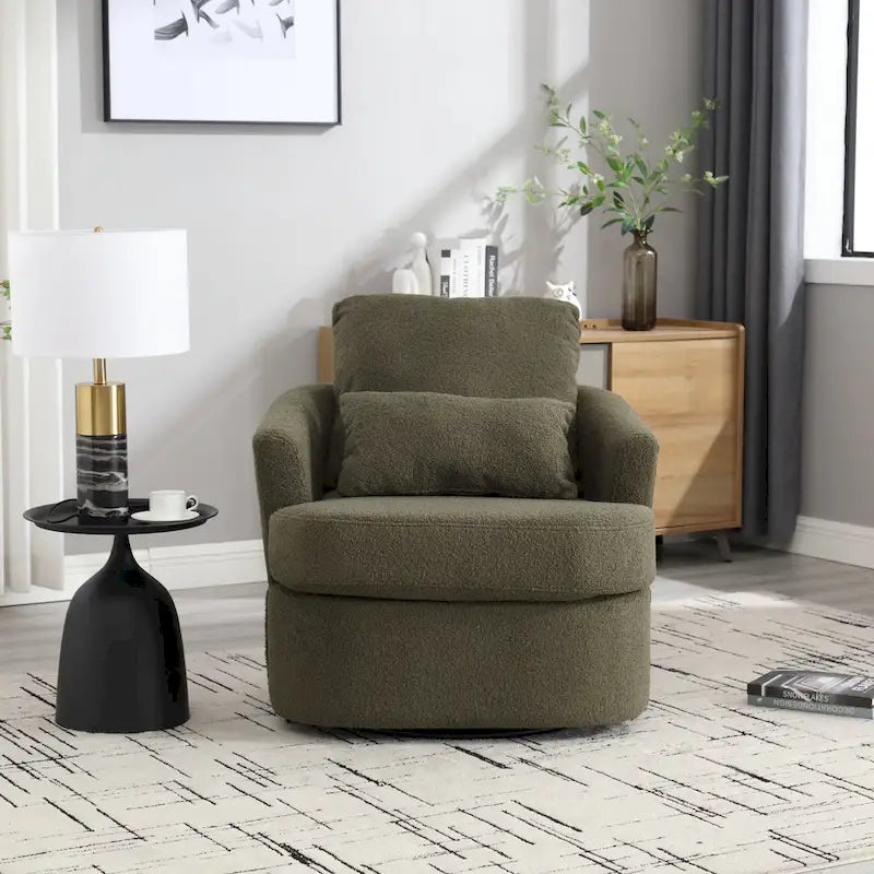 Swivel Barrel Chair, Round Accent Sofa Chair Barrel Club Chair