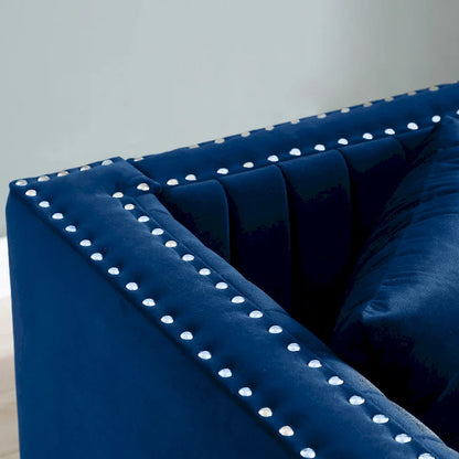 Contemporary Vertical Channel Tufted Velvet Sofa Modern Upholstered Couch for Living Room Apartment with 2 pillows