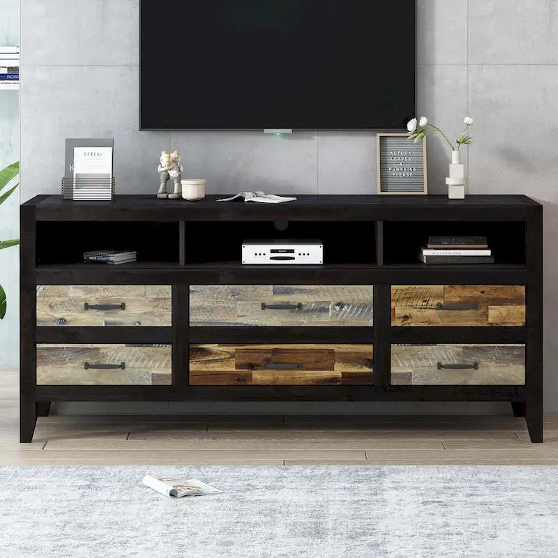 TV Stand with 6 Drawers and 3 Shelves