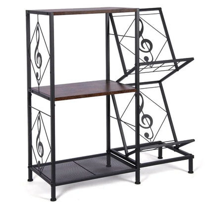 Record Player Table with Vinyl Record Storage - 27.5 x 11.8 x 32.5 inches