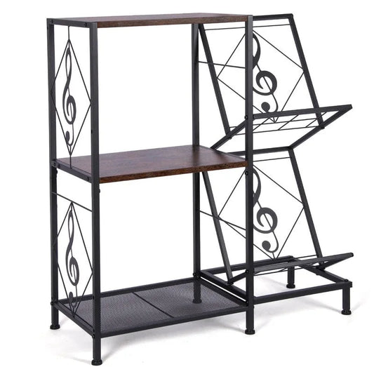 Record Player Table with Vinyl Record Storage - 27.5 x 11.8 x 32.5 inches