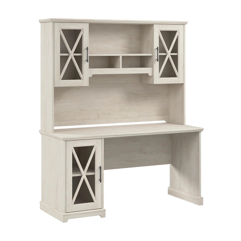 Lennox Farmhouse Desk with Hutch and Storage Cabinet by Bush Furniture
