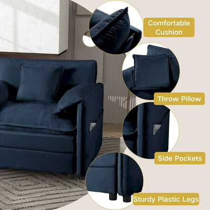 109.45 Chenille Upholstered U-Shaped Modular Sectional Sofa with Double-Layer Cushions, DIY Combination